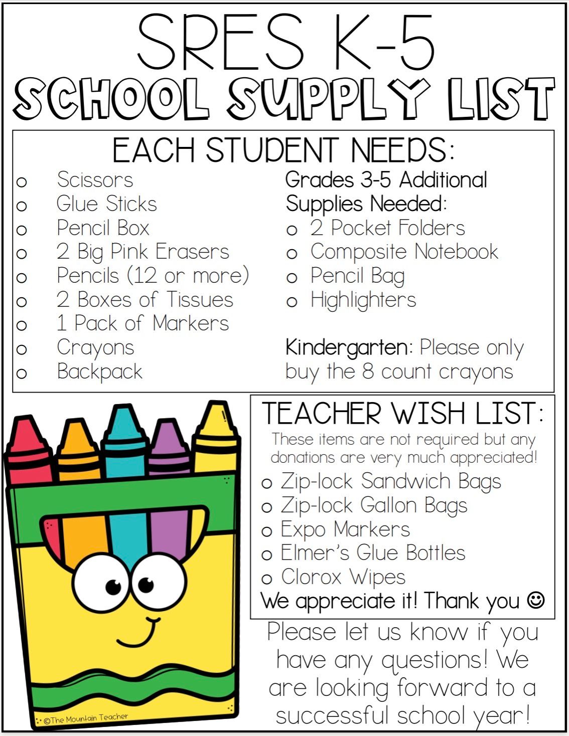 supply list